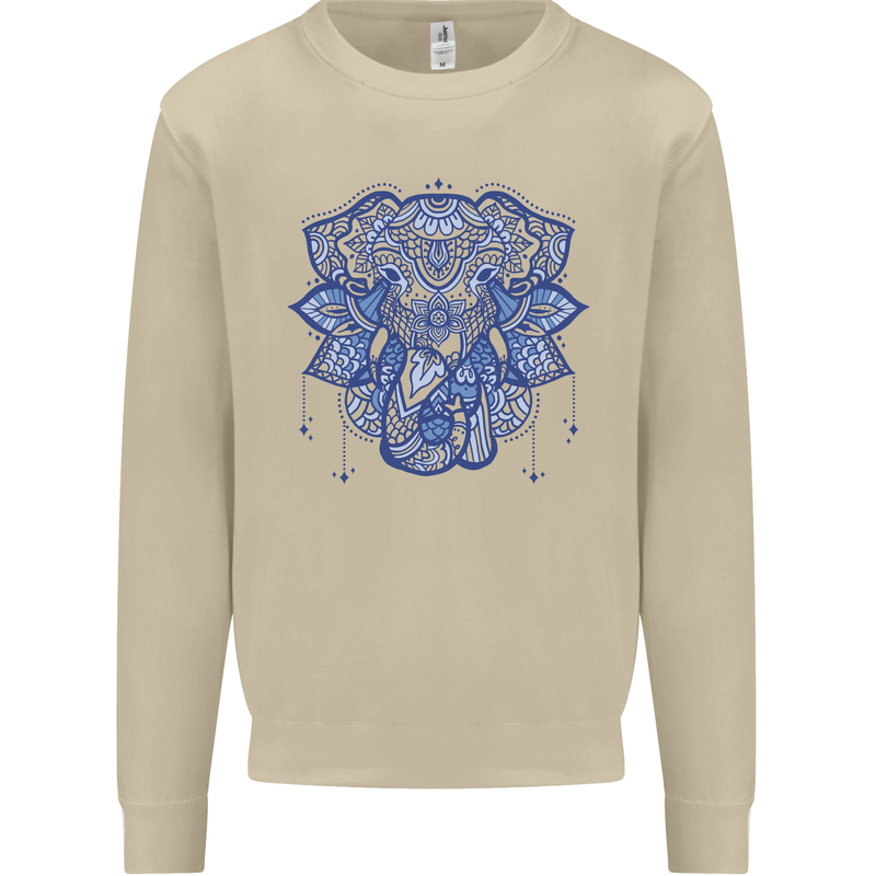 Mandala Art Elephant Mens Sweatshirt Jumper Sand