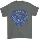 Mandala Art Elephant Mens T-Shirt 100% Cotton Charcoal