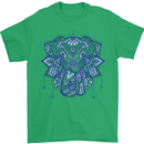 Mandala Art Elephant Mens T-Shirt 100% Cotton Irish Green