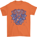 Mandala Art Elephant Mens T-Shirt 100% Cotton Orange