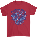 Mandala Art Elephant Mens T-Shirt 100% Cotton Red