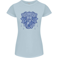 Mandala Art Elephant Womens Petite Cut T-Shirt Light Blue