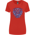 Mandala Art Elephant Womens Wider Cut T-Shirt Red