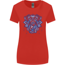 Mandala Art Elephant Womens Wider Cut T-Shirt Red
