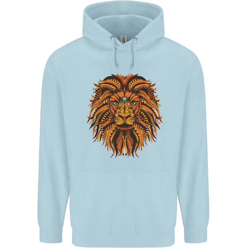 Mandala Art Lion Childrens Kids Hoodie Light Blue