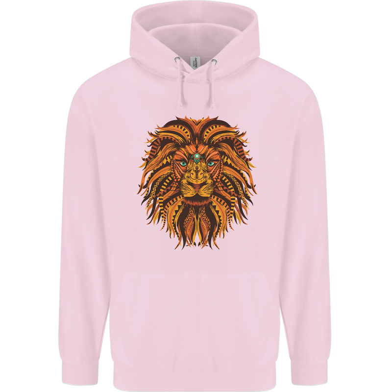 Mandala Art Lion Childrens Kids Hoodie Light Pink