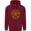 Mandala Art Lion Childrens Kids Hoodie Maroon