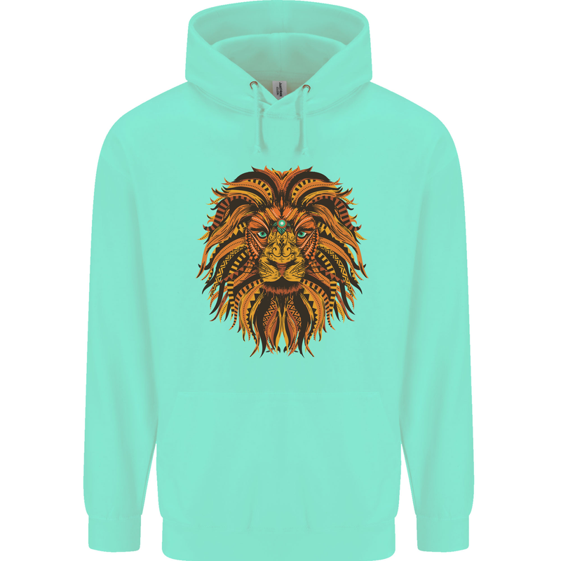 Mandala Art Lion Childrens Kids Hoodie Peppermint