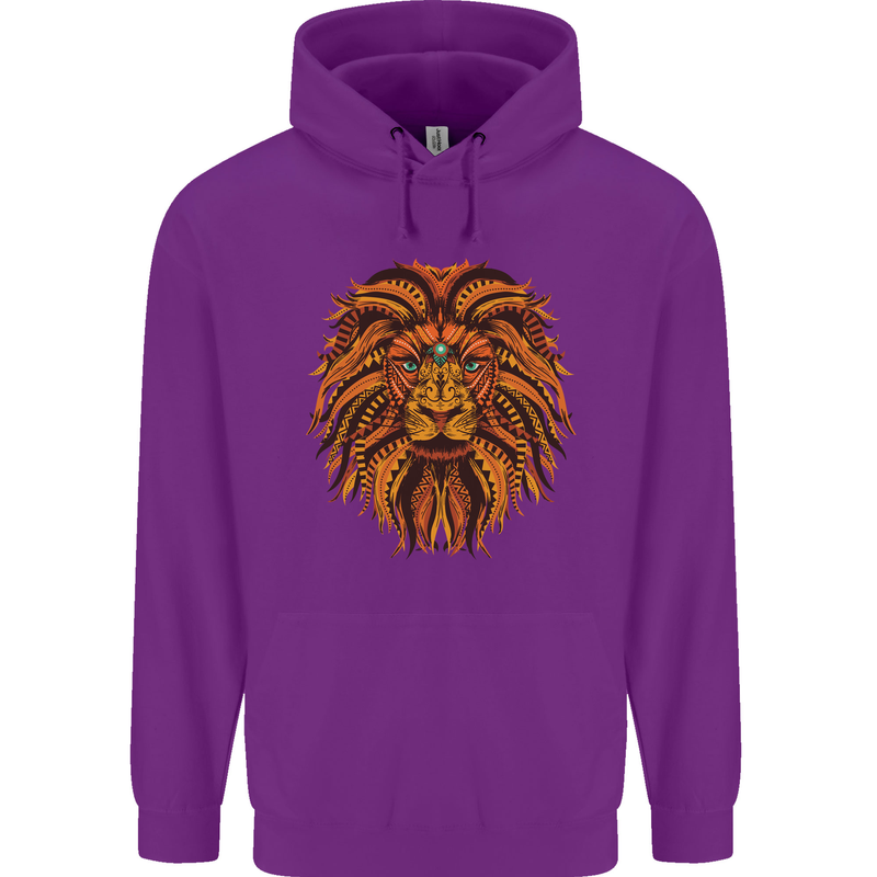 Mandala Art Lion Childrens Kids Hoodie Purple