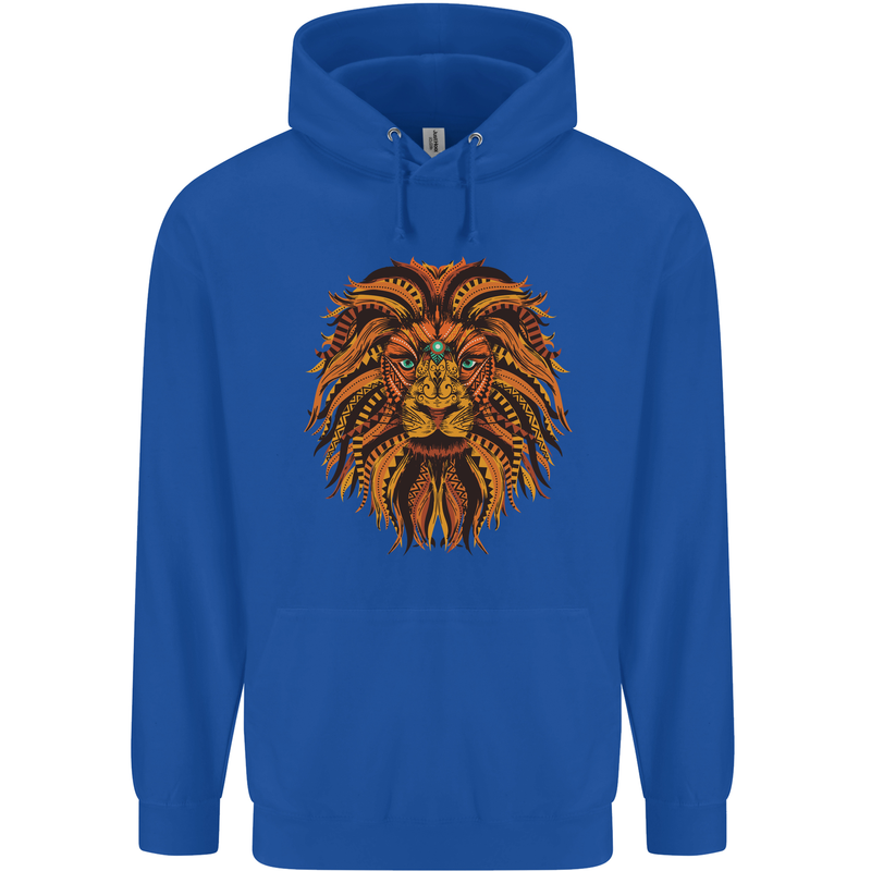 Mandala Art Lion Childrens Kids Hoodie Royal Blue