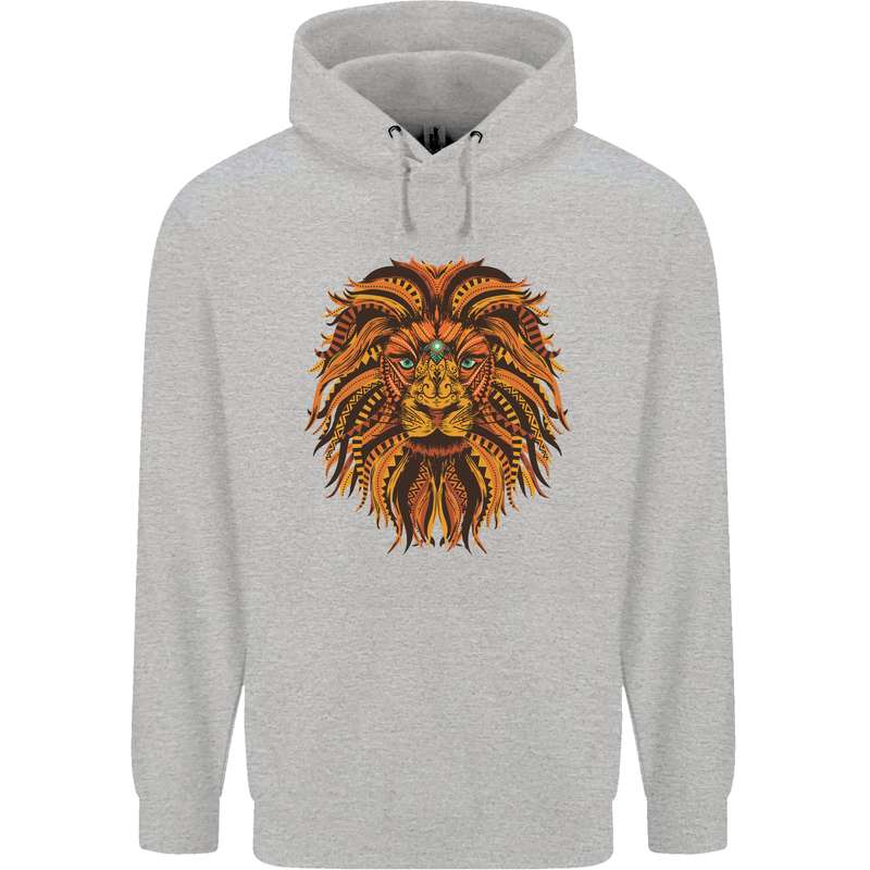 Mandala Art Lion Childrens Kids Hoodie Sports Grey