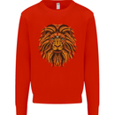 Mandala Art Lion Kids Sweatshirt Jumper Bright Red