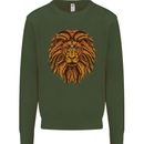 Mandala Art Lion Kids Sweatshirt Jumper Forest Green