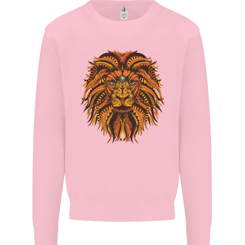 Mandala Art Lion Kids Sweatshirt Jumper Light Pink