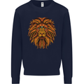 Mandala Art Lion Kids Sweatshirt Jumper Navy Blue