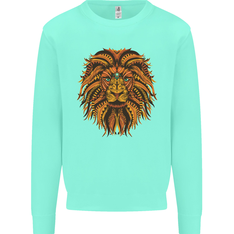 Mandala Art Lion Kids Sweatshirt Jumper Peppermint