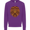 Mandala Art Lion Kids Sweatshirt Jumper Purple