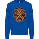 Mandala Art Lion Kids Sweatshirt Jumper Royal Blue