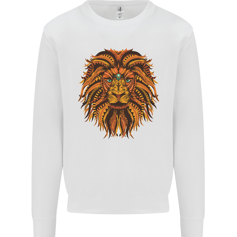 Mandala Art Lion Kids Sweatshirt Jumper White