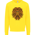 Mandala Art Lion Kids Sweatshirt Jumper Yellow