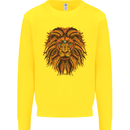 Mandala Art Lion Kids Sweatshirt Jumper Yellow
