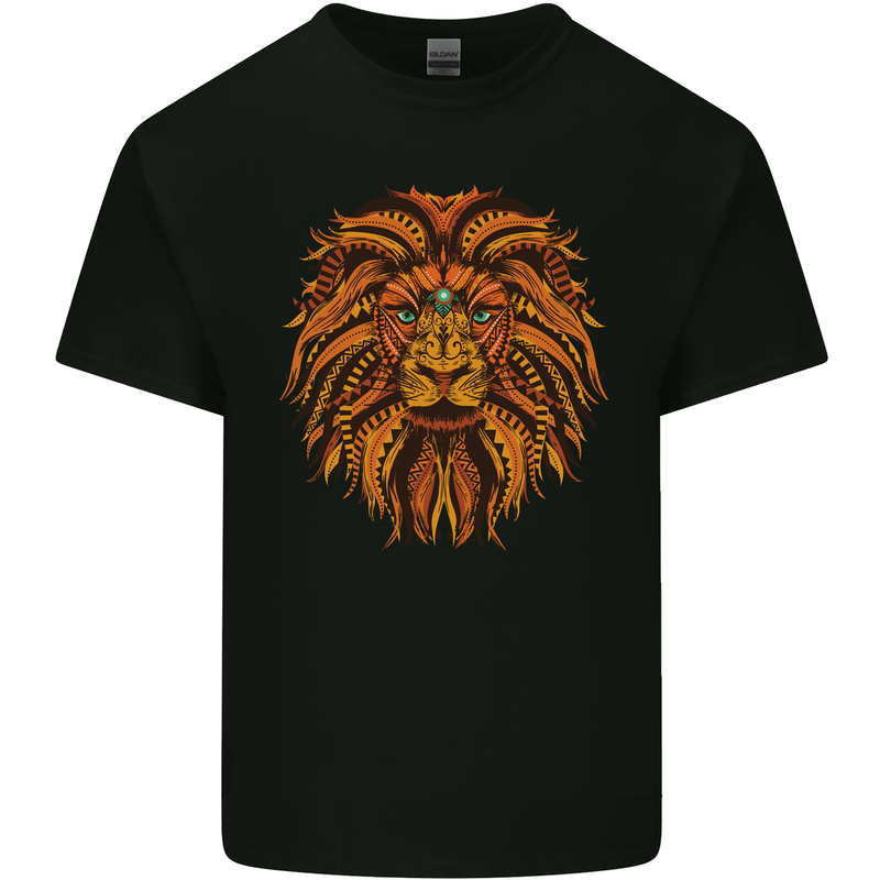 Mandala Art Lion Kids T-Shirt Childrens Black