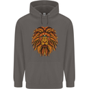 Mandala Art Lion Mens 80% Cotton Hoodie Charcoal