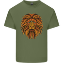 Mandala Art Lion Mens Cotton T-Shirt Tee Top Military Green