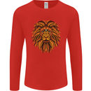 Mandala Art Lion Mens Long Sleeve T-Shirt Red
