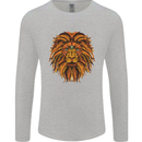 Mandala Art Lion Mens Long Sleeve T-Shirt Sports Grey