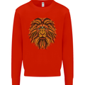 Mandala Art Lion Mens Sweatshirt Jumper Bright Red