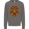 Mandala Art Lion Mens Sweatshirt Jumper Charcoal