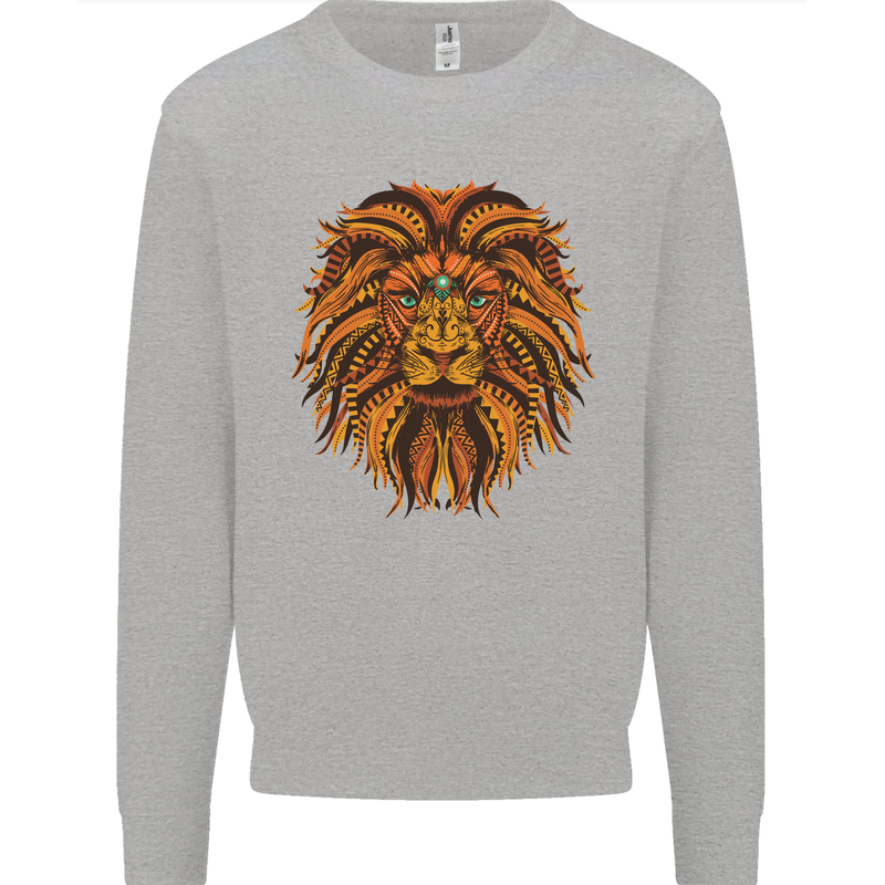 Mandala Art Lion Mens Sweatshirt Jumper Sports Grey