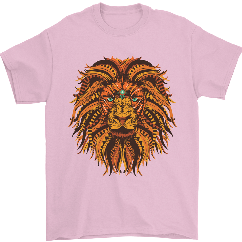 Mandala Art Lion Mens T-Shirt 100% Cotton Light Pink
