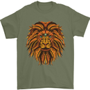 Mandala Art Lion Mens T-Shirt 100% Cotton Military Green