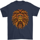 Mandala Art Lion Mens T-Shirt 100% Cotton Navy Blue