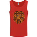 Mandala Art Lion Mens Vest Tank Top Red
