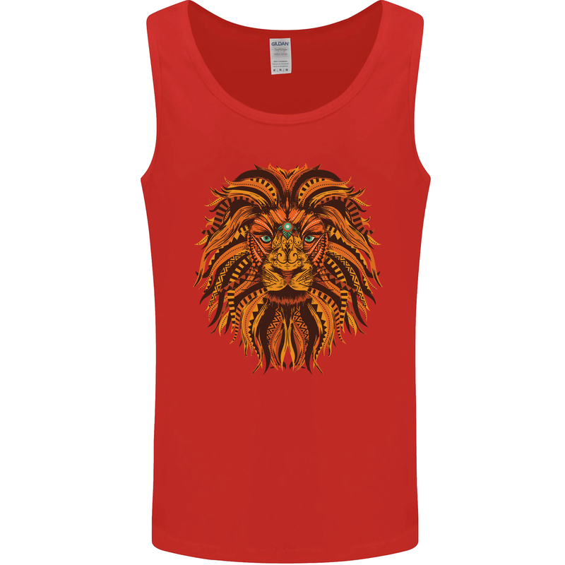 Mandala Art Lion Mens Vest Tank Top Red