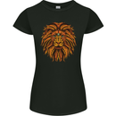 Mandala Art Lion Womens Petite Cut T-Shirt Black