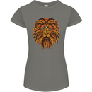 Mandala Art Lion Womens Petite Cut T-Shirt Charcoal