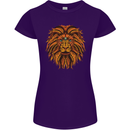 Mandala Art Lion Womens Petite Cut T-Shirt Purple