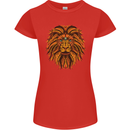 Mandala Art Lion Womens Petite Cut T-Shirt Red