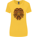 Mandala Art Lion Womens Wider Cut T-Shirt Yellow