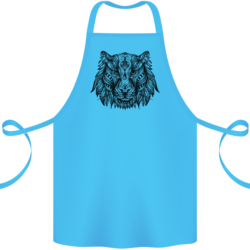 Mandala Art Tiger Cotton Apron 100% Organic Turquoise