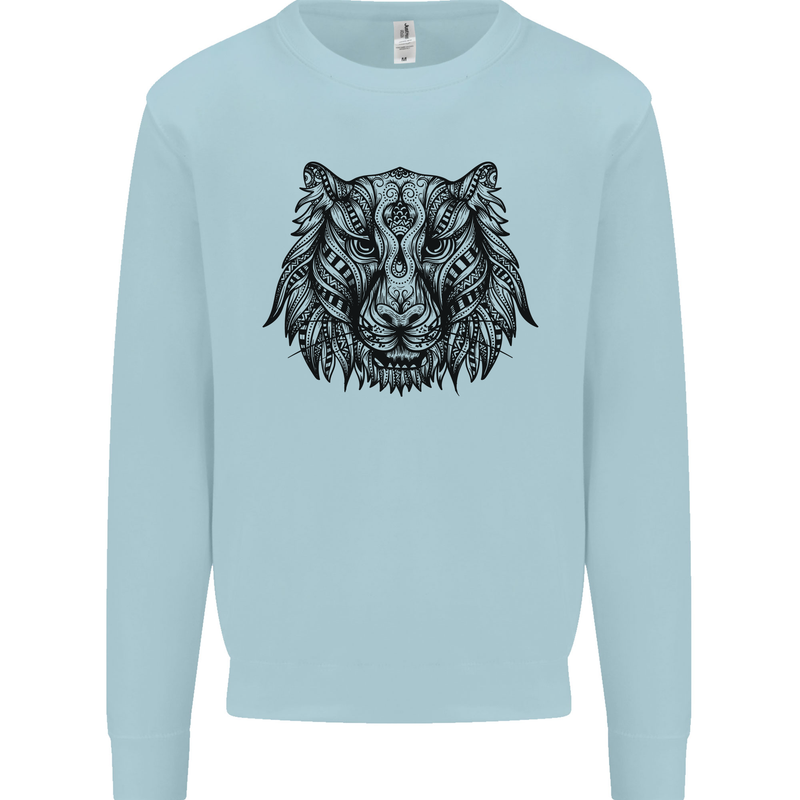 Mandala Art Tiger Kids Sweatshirt Jumper Light Blue