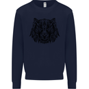 Mandala Art Tiger Kids Sweatshirt Jumper Navy Blue