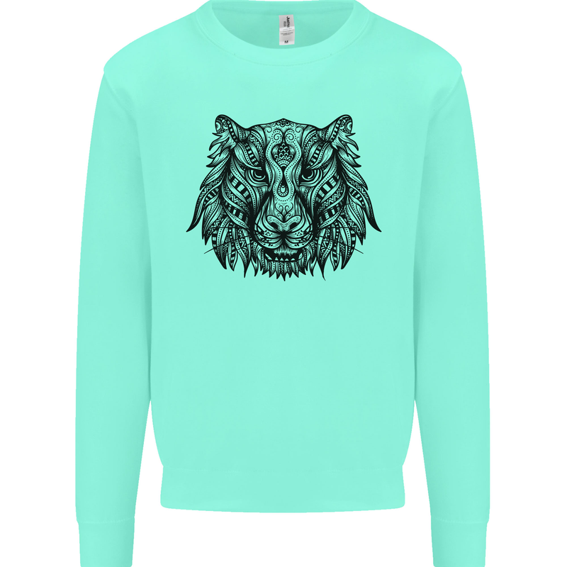 Mandala Art Tiger Kids Sweatshirt Jumper Peppermint
