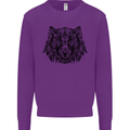 Mandala Art Tiger Kids Sweatshirt Jumper Purple