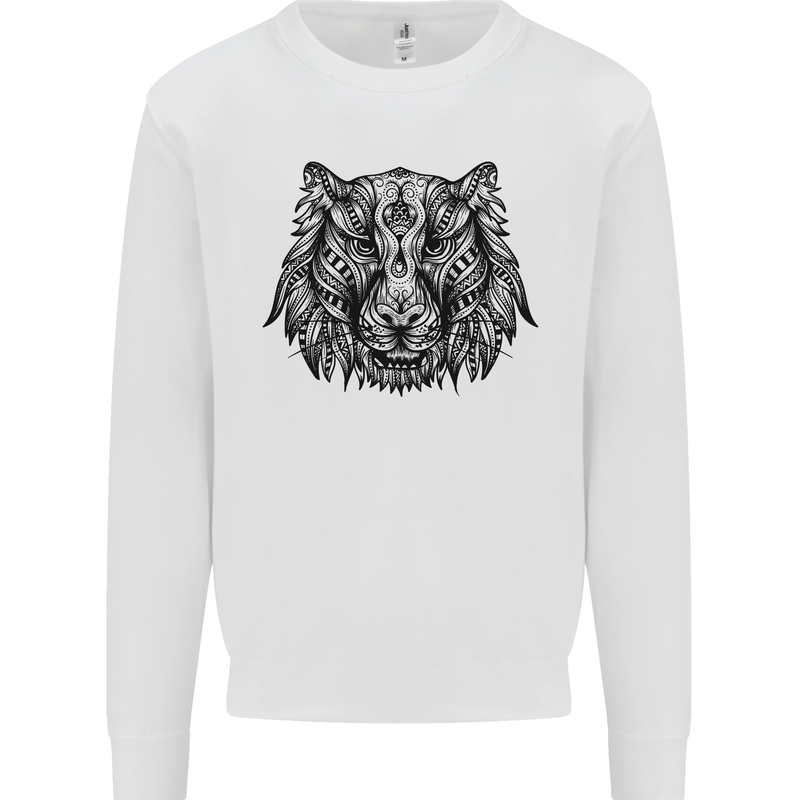 Mandala Art Tiger Kids Sweatshirt Jumper White