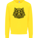 Mandala Art Tiger Kids Sweatshirt Jumper Yellow